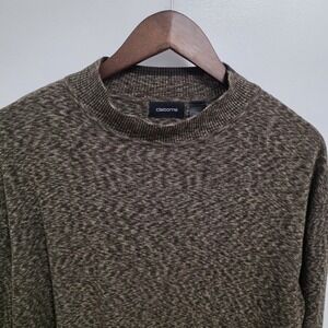 Claiborne Mens Mock Neck Sweater Large Brown Speckled Silk Blend Soft Knit